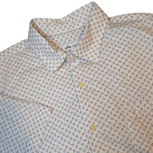 Peter Millar White Patterned Lite Cotton-Stretch Sport Shirt size‎ Xlarge